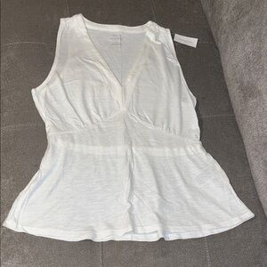 Banana Republic White Sleeveless V-Neck Top